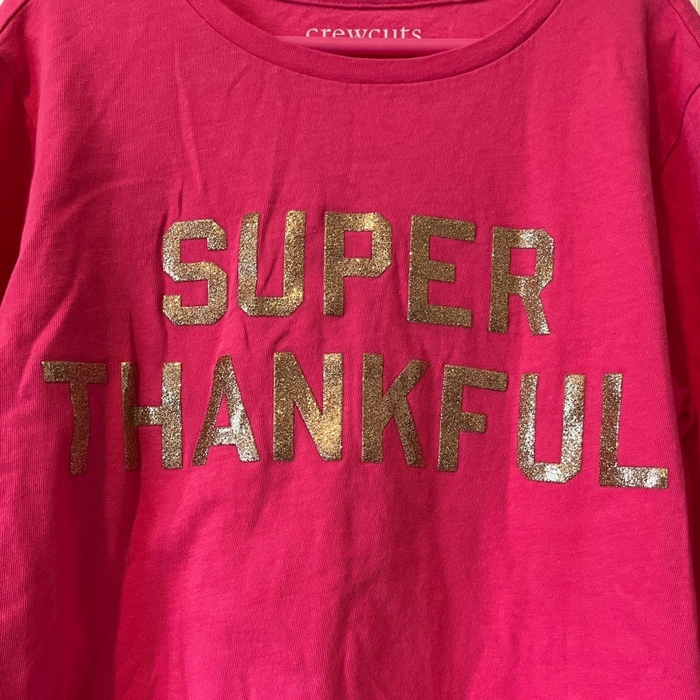Crewcuts long sleeve t-shirt, size XL (12-14) pink ‘super thankful’ - Picture 2 of 6